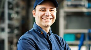 Un employé du service Honda sourit 