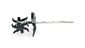 Side view of Honda VersAttach Cultivator attachment on white space. 